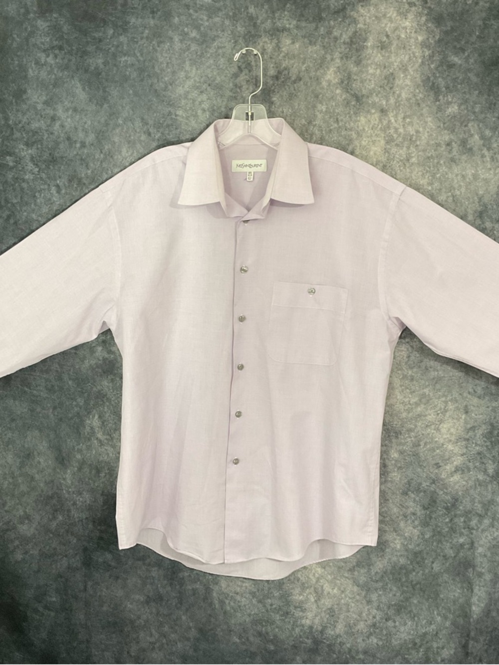 Mens Yves St Laurent Light Lavender Button-Up Dress Shirt